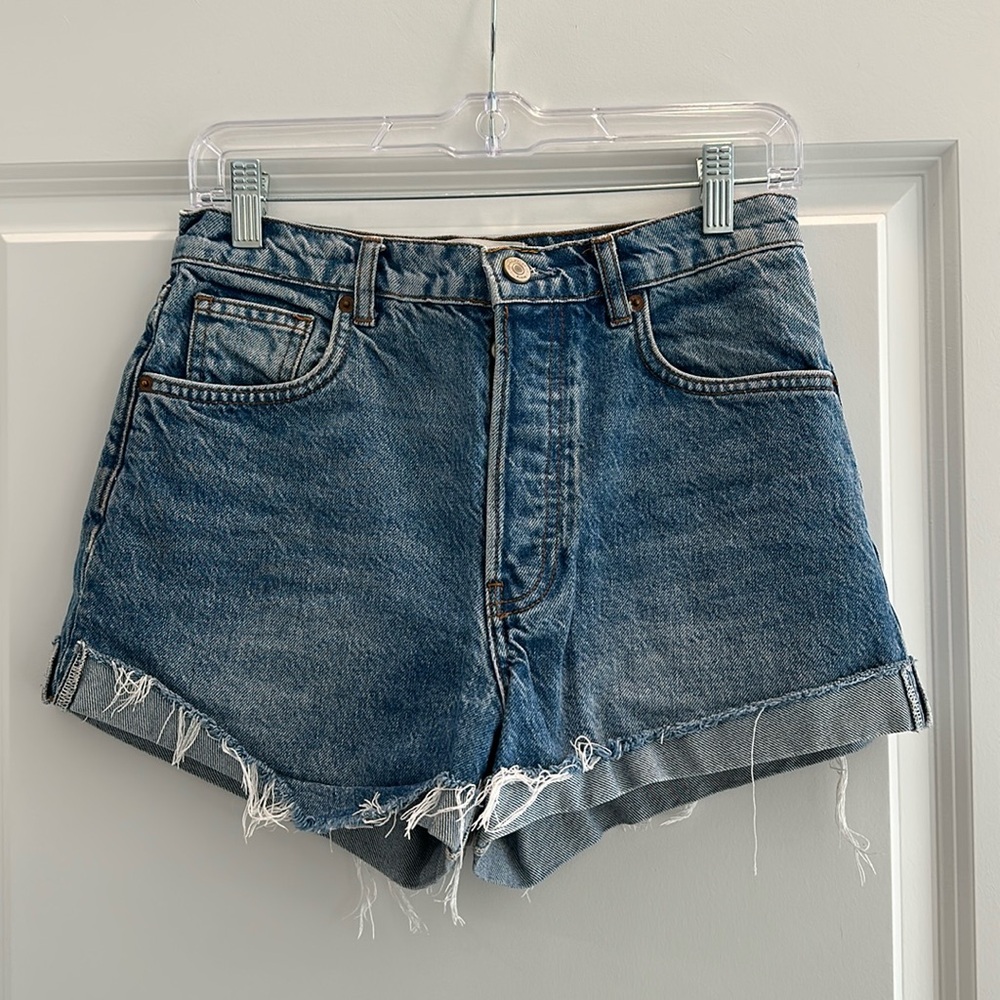 Reformation cuffed denim shorts